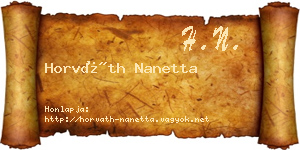 Horváth Nanetta névjegykártya